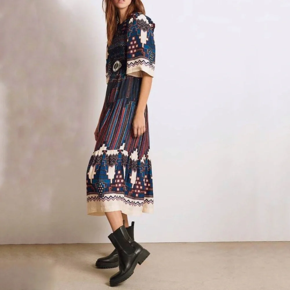 ba&sh Blue Multi Printed Maxi Dress - Picture 6 of 12
